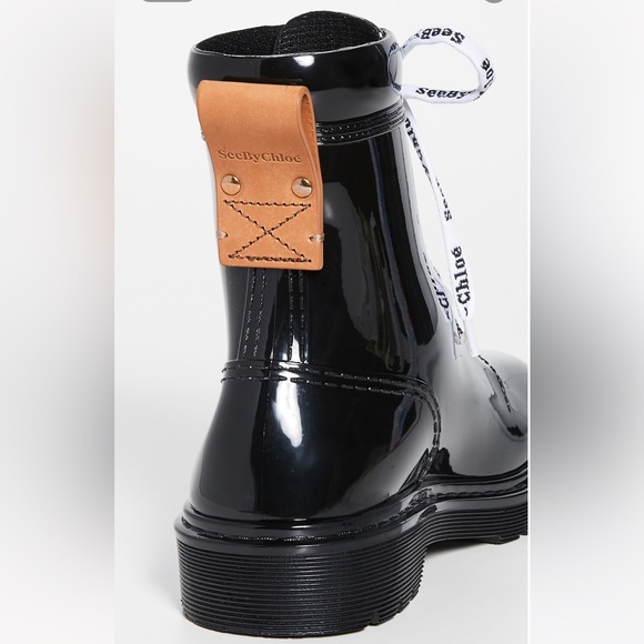 BNIB See By Chloe Florrie black rain boots size 35 - Picture 10 of 11